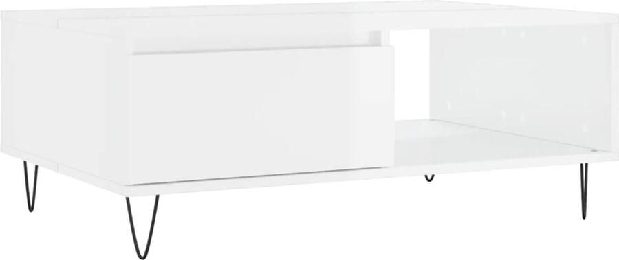 VidaXL Salontafel 90x60x35 cm bewerkt hout hoogglans wit - Foto 6