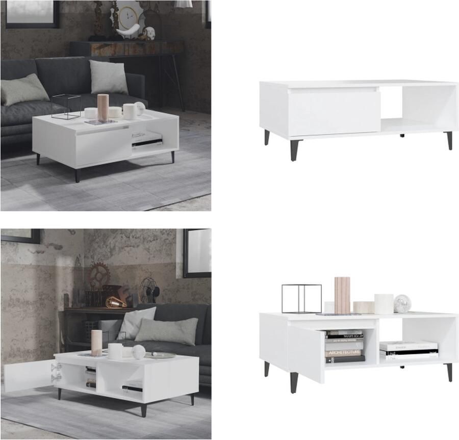 VidaXL Salontafel 90x60x35 cm spaanplaat wit Tafel Tafels Tafeltje Tafeltjes
