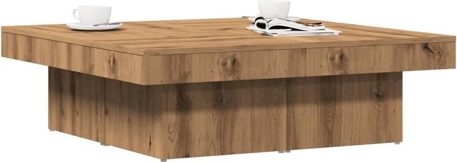 VidaXL Salontafel 90x90x28 cm Artisanaal Eikenhout Salontafel Houten Salontafel Bijzettafel Eiken Meubels Living Room Furniture - Foto 2