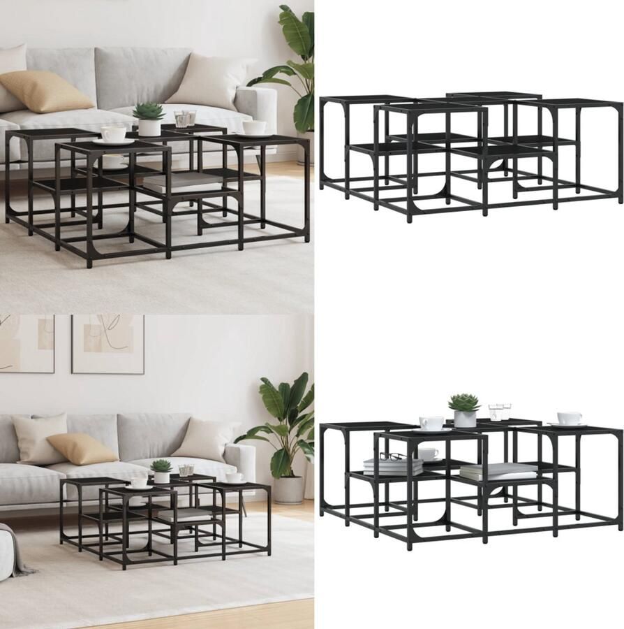 VidaXL Salontafel 91x91x40 cm bewerkt hout zwart Salontafel Salontafels Bijzettafel Banktafel