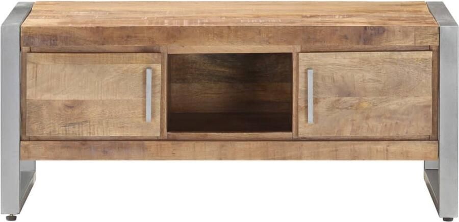 VidaXL Salontafel 95x50x40 cm Ruw mangohout Salontafel Woonkamertafel Mangohouten Tafel Industriële Tafel Tv Tafellaar Sidetable Koffietafel Design Tafel