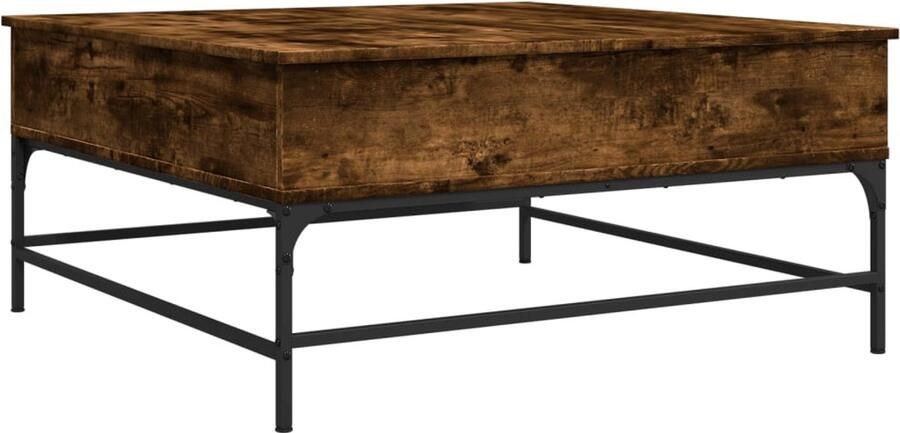VidaXL Salontafel 95x95x45 cm bewerkt hout en metaal gerookt eiken Salontafel Salontafels Bijzettafel Banktafel