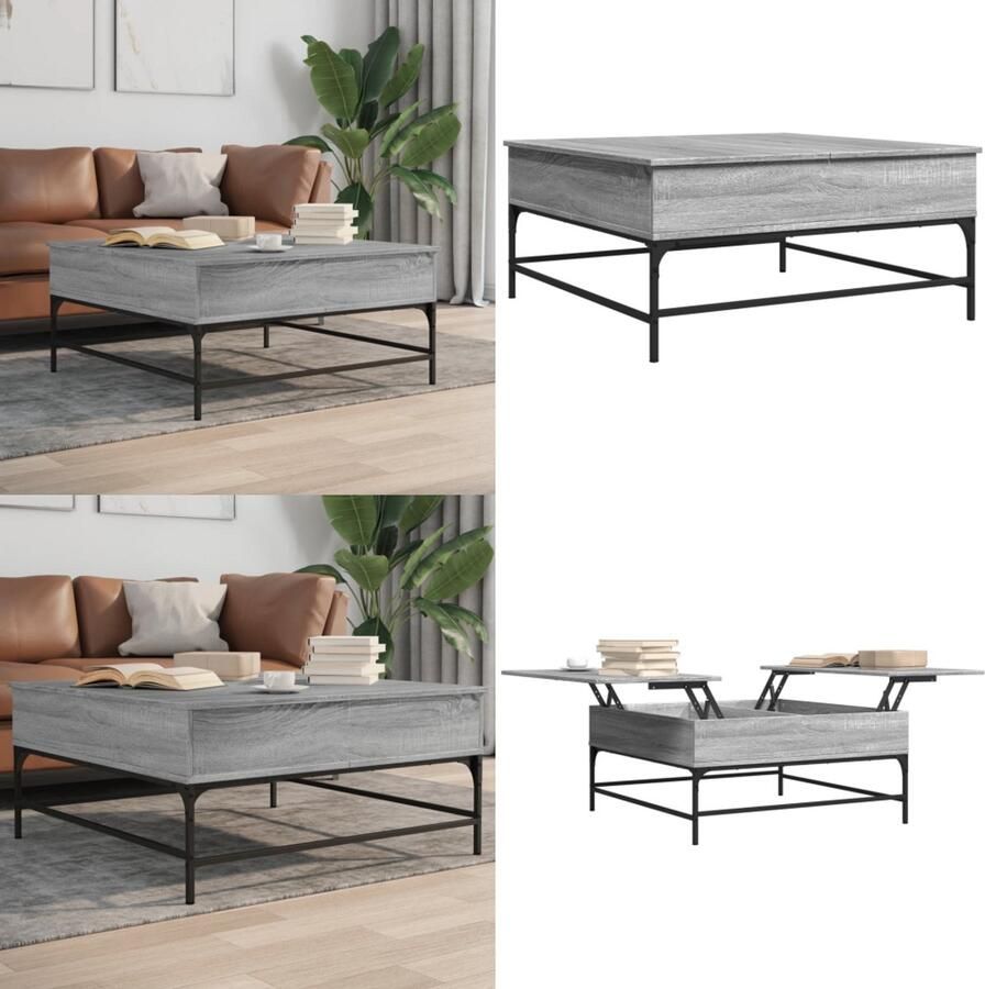 VidaXL -Salontafel-95x95x45-cm-bewerkt-hout-en-metaal-grijs-sonoma