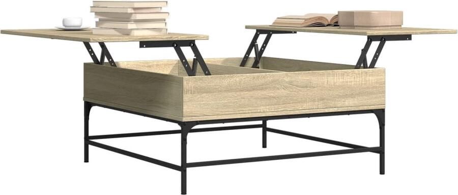 VidaXL -Salontafel-95x95x45-cm-bewerkt-hout-en-metaal-sonoma-eikenkleur - Foto 3