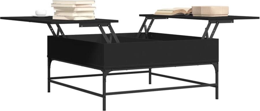 VidaXL -Salontafel-95x95x45-cm-bewerkt-hout-en-metaal-zwart - Foto 2