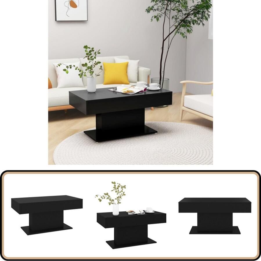 VidaXL Salontafel 96x50x45 cm Bewerkt hout Zwart Woonkamertafel Salontafel Zwarte Salontafel Houten Salontafel Spaanplatentafel