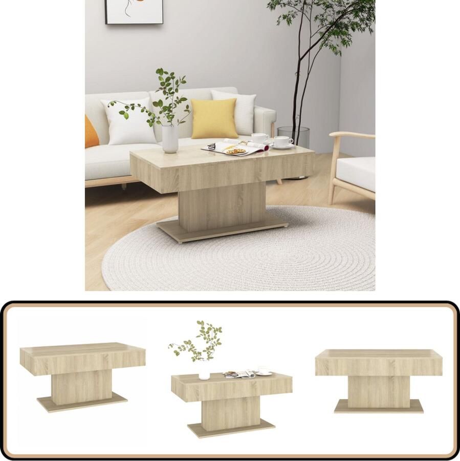 VidaXL Salontafel 96x50x45 cm Sonoma Eiken Kleur Salontafel Houten Salontafel Sonomakleur Bruine Salontafel Eiken Look