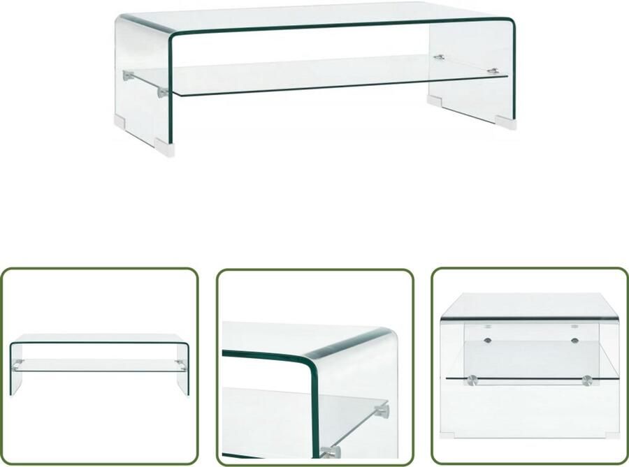 VidaXL Salontafel 98x45x31 cm Gehard glas Salontafel Transparante Salontafel Glassalontafel Design Salontafel Modern Salontafel Stoer Meubilair Livingroom Furniture