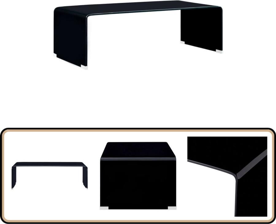 VidaXL Salontafel 98x45x31 cm Gehard Glas Zwart Salontafel Zwarte Salontafel Glazen Salontafel Moderne Salontafel Geharde Glas Tafels