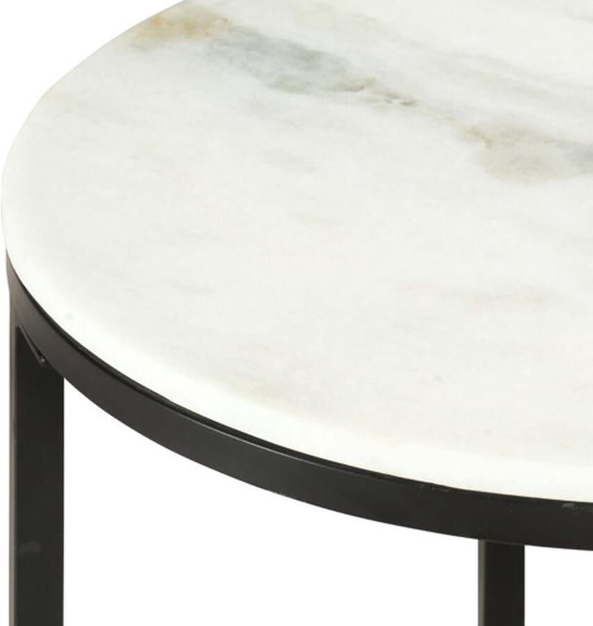 VidaXL Salontafel Ø65 cm echt massief marmer wit en zwart