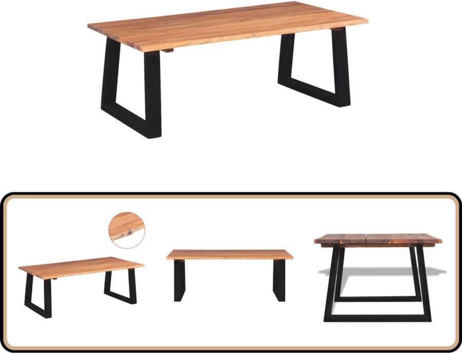 VidaXL Salontafel Acaciahout 110x60x40 cm Salontafel Industrieel Design Acacia Hout Zwarte Pootjes Massieve Tafel Living Room Decor Interieur Styling Koffietafel Tv Tafellaar