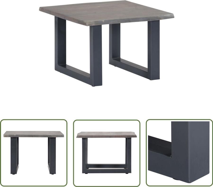 VidaXL Salontafel Acaciahout Grijs 60x60x40 cm Salontafel Industrieel Design Acacia Hout Grijze Salontafel Industriele Meubelen Woonkamer Accessoires Koffietafel Tv Tafeltje Living Room Furniture Interieur Decoratie