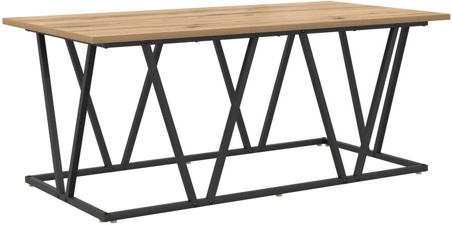 VidaXL Artisan Eiken Koffietafel 100x50x40 cm in Gelaagd Hout en Metaal - Foto 2