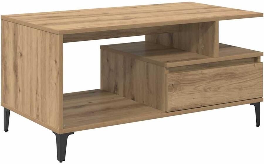 VidaXL Salontafel artisanaal eikenkleurig 90 x 49 x 45 cm Bewerkt hout