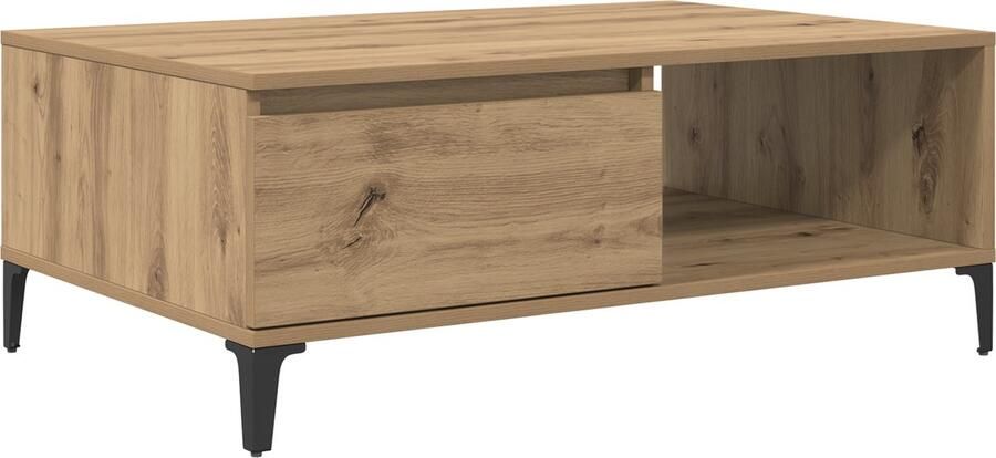 VidaXL Salontafel artisanaal eikenkleurig 90 x 60 x 35 cm Bewerkt hout