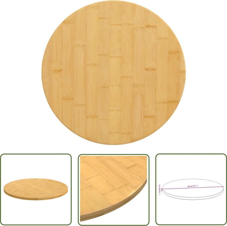 The Living Store Bamboe Tafelblad Salontafel Bijzettafel Bartafel 40 x 1.5 cm Duurzaam en Eenvoudig Schoon te maken Bamboetafelblad Salontafel Bijzettafel Bartafel Ronde Tafel - Foto 2