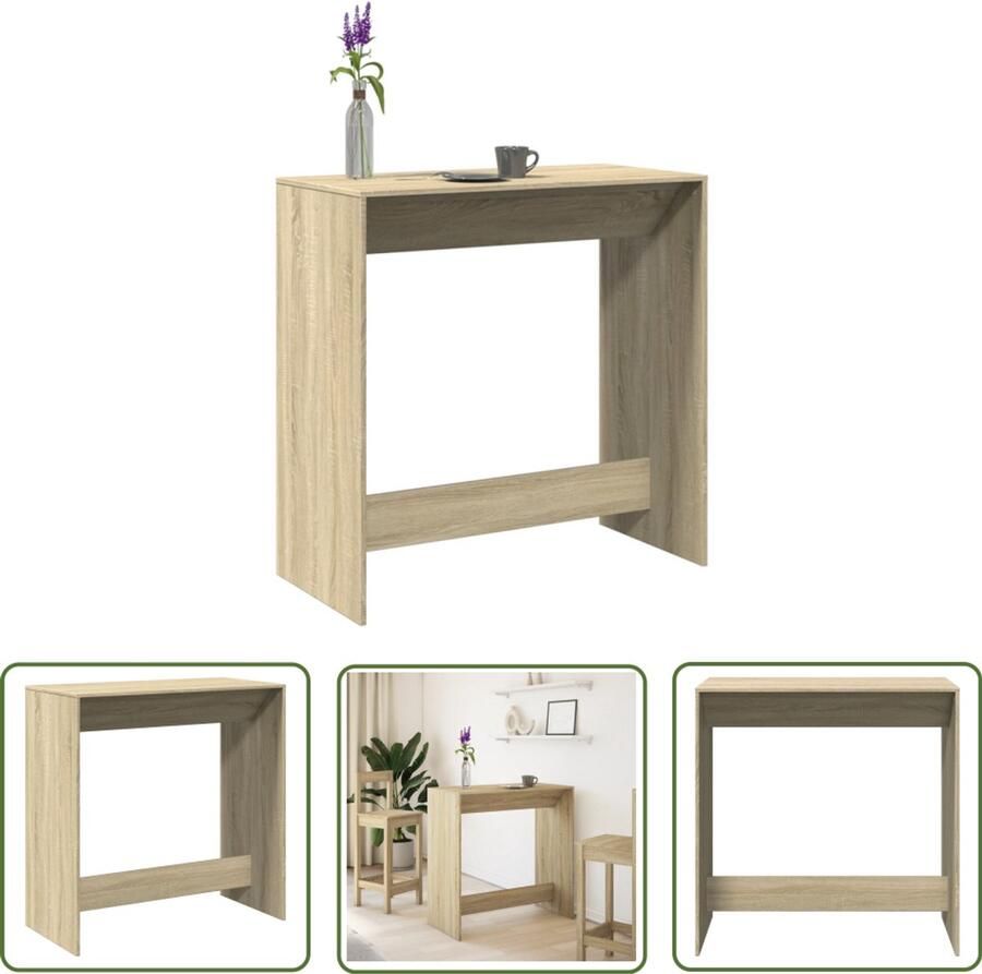 The Living Store Bartafel 102x50x103 5 cm bewerkt hout sonoma eikenkleur Bartafel Houten Bartafel Eettafel Ontbijttafel Bruine Bartafel