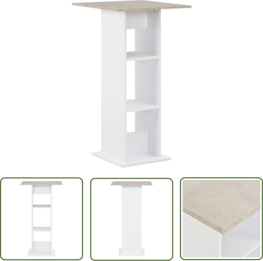 The Living Store Bartafel Tafel 60x60x110 cm Wit Beton Bartafel Bistrotafel Keukenbar Eetkamerstoel Salontafel Modern Meubilair Witte Meubels Betonnen Meubels Kookeiland Loungehoek Terrasdecoratie Buitenleven Tuinfeest
