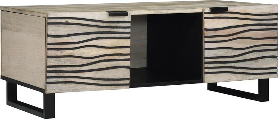 VidaXL Salontafels met plank met opslag met de deur Wit Zwart 100 x 50 x 40 cm