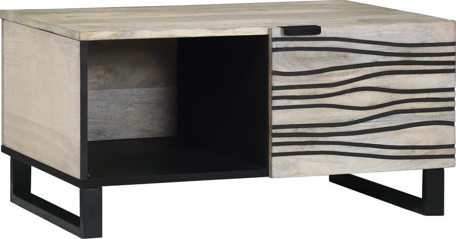 VidaXL Salontafels Wit Zwart 80 x 50 x 40 cm Massief mango hout