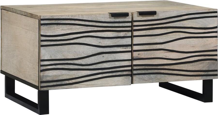 VidaXL Salontafel Wit Zwart 80 x 50 x 40 cm massief mangohout