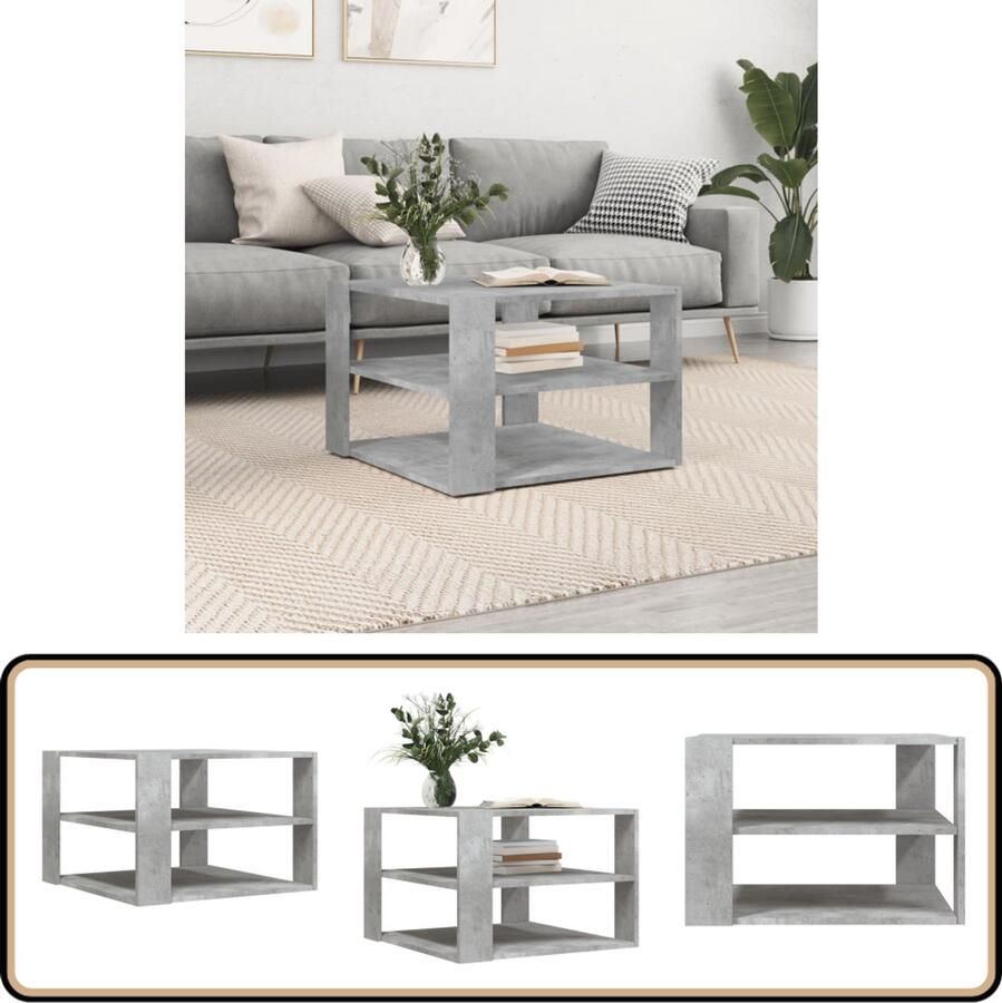 VidaXL Salontafel Betongrijs 59 5x59 5x40 cm Salontafel Bijzettafel Houten Salontafel Beton Grijze Salontafel Modern Salontafel Kleine Salontafel Tv Tafeltje Living Room Furniture Coffee Table Side Table
