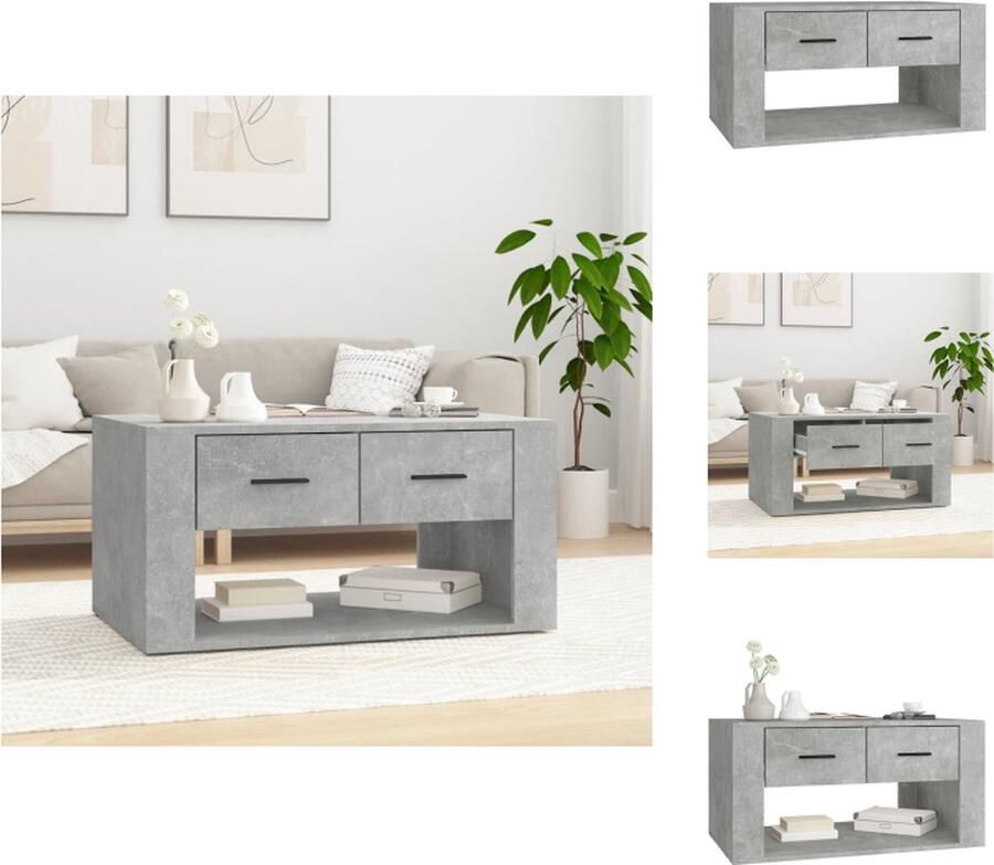 VidaXL Salontafel Betongrijs 80 x 50 x 40 cm Duurzaam hout Tafel