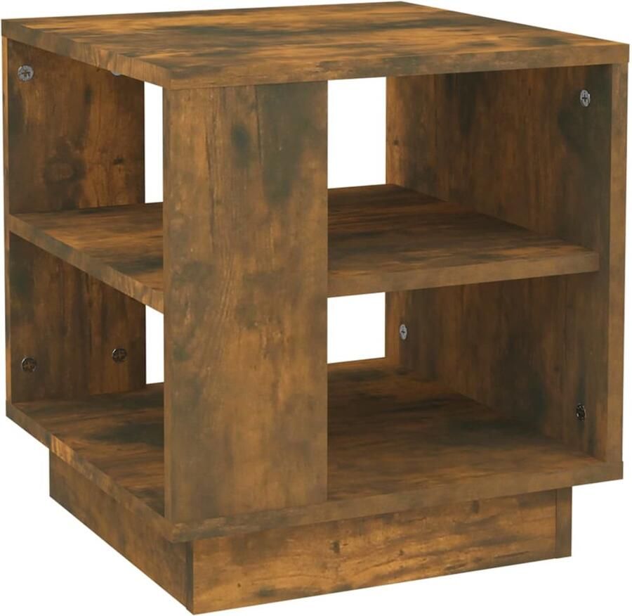 VidaXL Salontafel Bewerkt Hout 40x40x43 cm Gerookt Eikenkleur Salontafel Banktafel Woontrends Houten Meubilair Bruine Salontafel