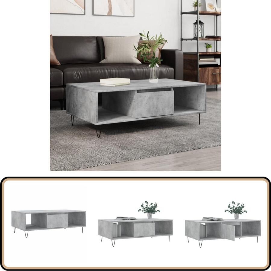 VidaXL -Salontafel-104x60x35-cm-bewerkt-hout-betongrijs - Foto 2