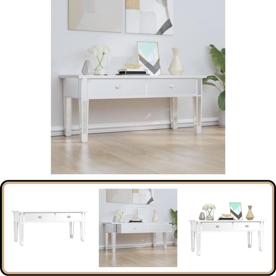 VidaXL -Salontafel-gespiegeld-106x45x45-cm-bewerkt-hout-en-glas - Foto 5