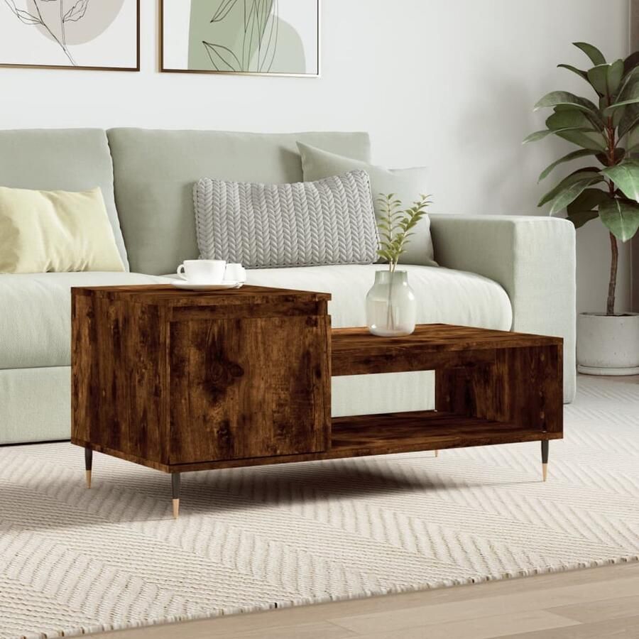 VidaXL Salontafel Bewerkt Hout Gerookt Eiken 100x50x45 cm Salontafel Houten Salontafel Bijzettafel Banktafel Salontafeltje Livingroom Furniture Meubilair - Foto 2