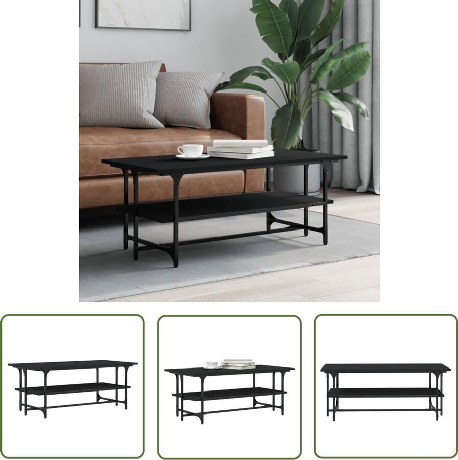 VidaXL Salontafel Bewerkt Hout Zwart 100x50x40 cm Salontafel Bijzettafel Houten Salontafel Zwarte Salontafel Trendige Salontafel Woonkamer Meubilair Living Room Furniture Design Salontafel Compact Salontafel - Foto 2