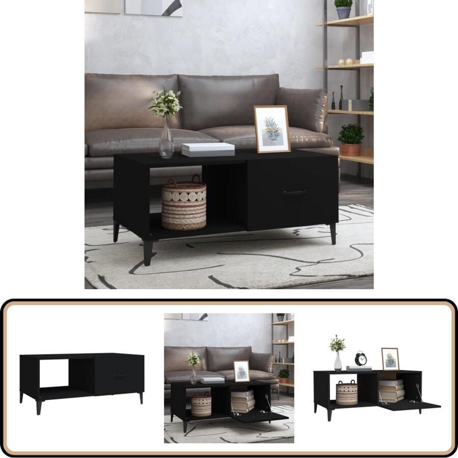 VidaXL Salontafel Bewerkt Hout Zwart 90x50x40 cm Salontafel Zwarte Tafel Houten Tafel Modern Design Tv Tafeltje Koffietafel Living Room Furniture Interieurdecoratie Meubilair