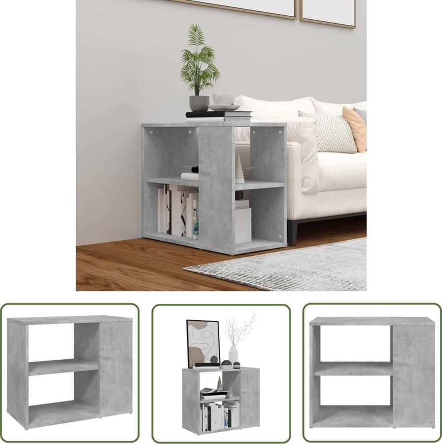 The Living Store Bijzetkast 60x30x50 cm bewerkt hout betongrijs Bijzetkast Side Table Tv Tafel Salontafel Houten Kast