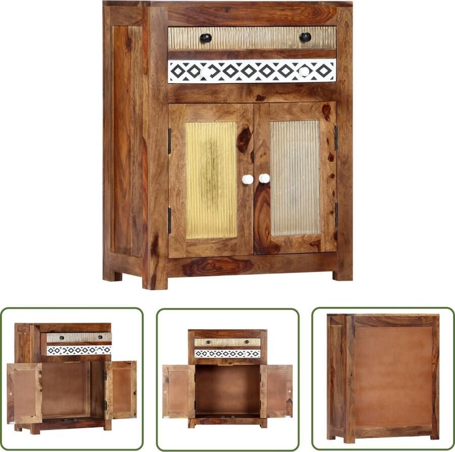 The Living Store Bijzetkast 60x30x75 cm massief sheeshamhout Bijzetkast Side Table Salontafel Vintage Meubels Acacia Hout