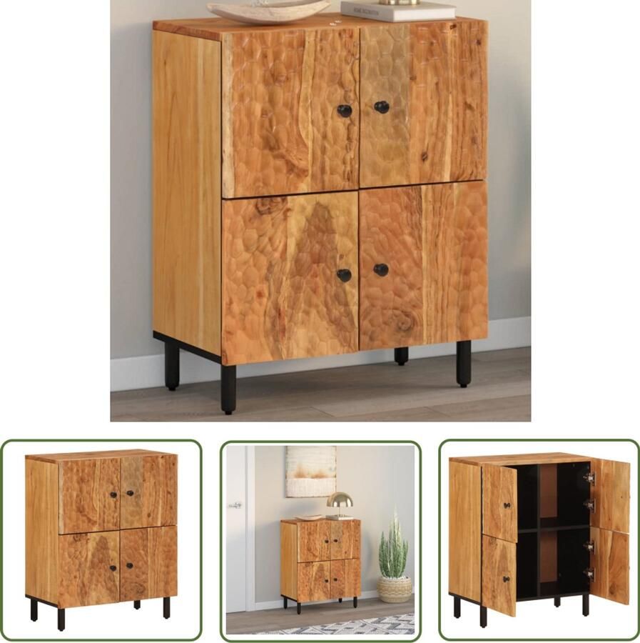 The Living Store Bijzetkast 60x33x75 cm massief acaciahout Dressoir Massief Houten Dressoir Acacia Dressoir Vintage Dressoir Landelijke Dressoir