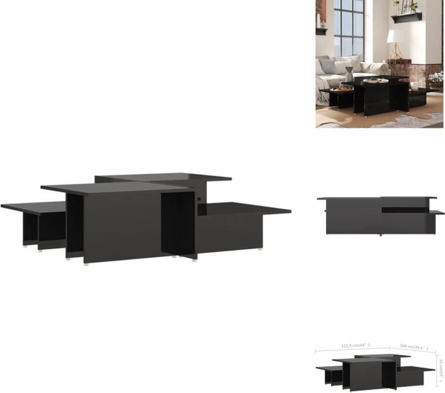 VidaXL Salontafel bijzettafel 111.5 x 50 x 33 cm hoogglans zwart Tafel