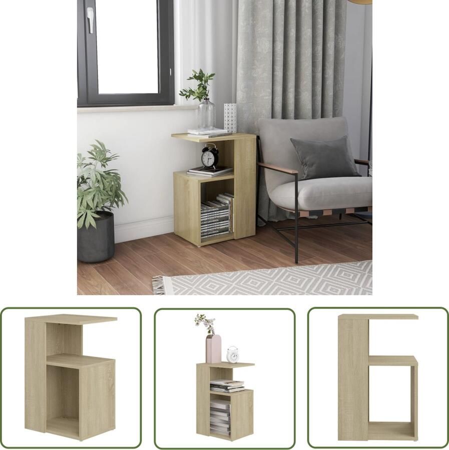 The Living Store Woonkamertafel Sonoma eiken 36 x 30 x 56 cm Montage vereist Bijzettafel Salontafel Houten Tafel Eikenhouten Tafel Sidetable - Foto 2