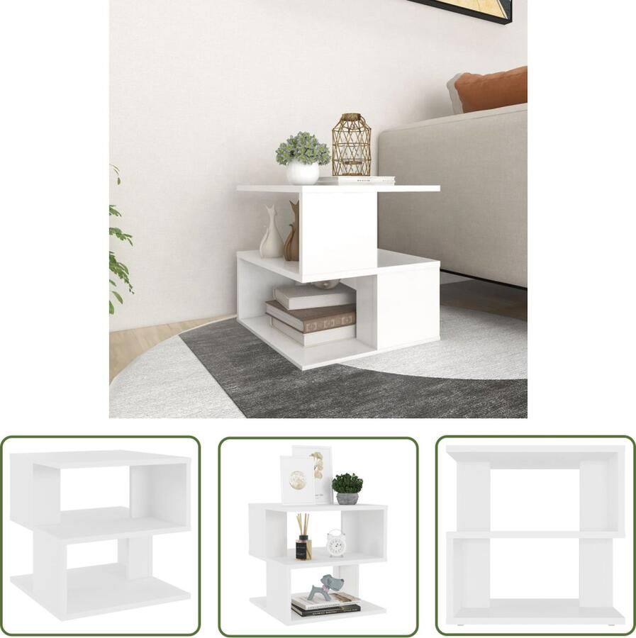 The Living Store Woonkamertafel 40x40x40 cm Wit Bewerkt hout Montage vereist Bijzettafel Salontafel Houten Meubilair Witte Meubels Compactmeubilair - Foto 2