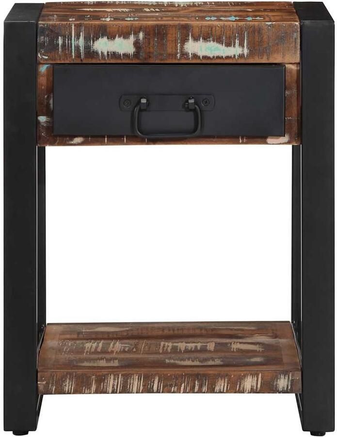 The Living Store Bijzettafel 40x40x50 cm massief gerecycled hout meerkleurig Bijzettafel Salontafel Houten Meubilair Vintage Meubels Industriële Stijl