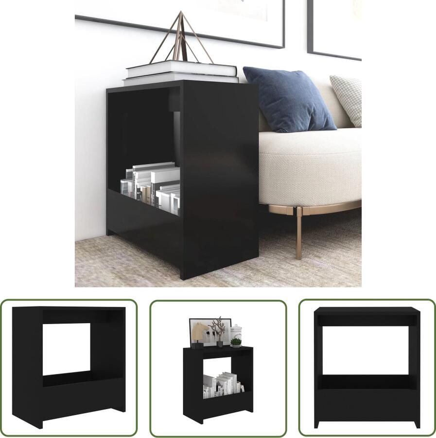 The Living Store Woonkamertafel Zwart 50 x 26 x 50 cm Open vak Spaanplaat Montage vereist Bijzettafel Salontafel Sidetable Houten Tafel Zwarte Tafel - Foto 2