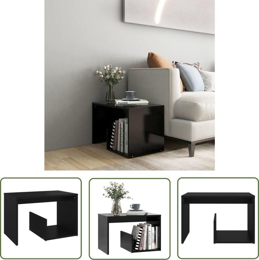 The Living Store Woonkamertafel 59 x 36 x 38 cm zwart spaanplaat Bijzettafel Salontafel Koffietafel Tv Tafellaar Houten Tafel - Foto 2