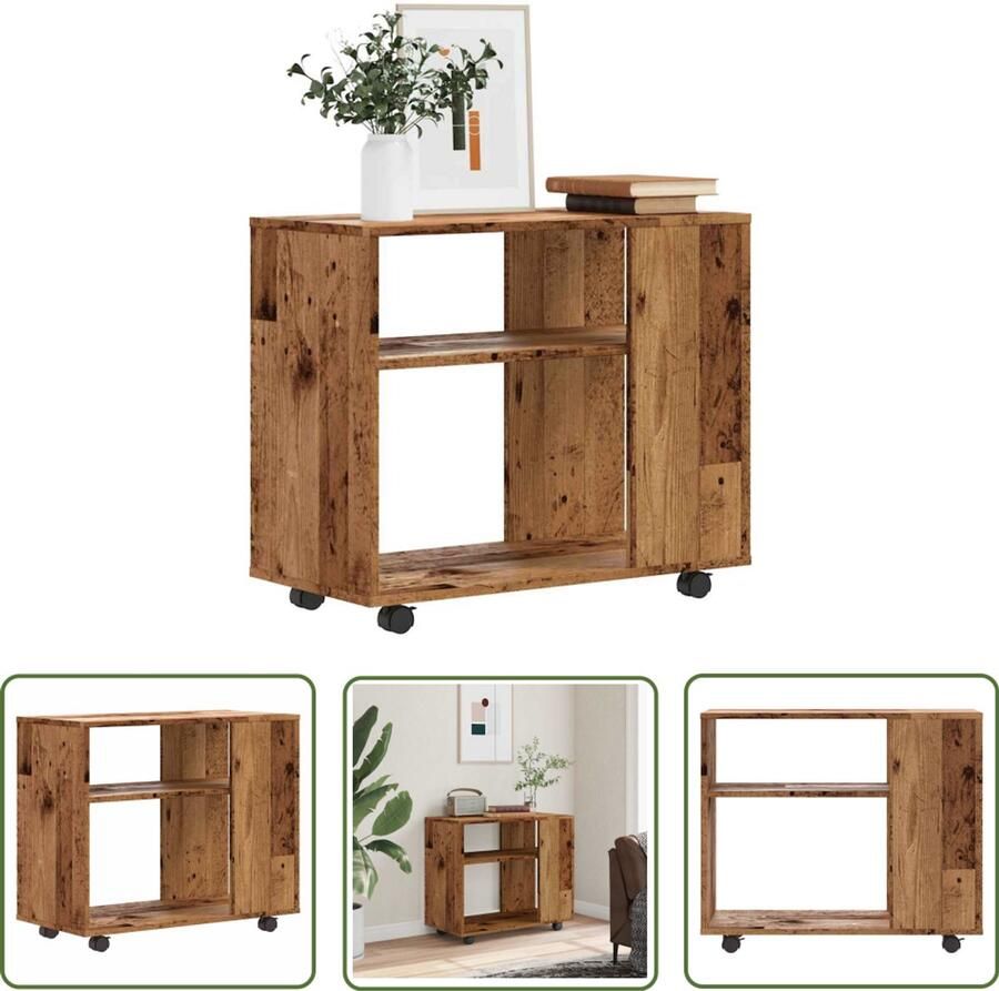 VidaXL Bijzettafel 70x35x55 cm bewerkt hout oud houtkleurig Bijzettafel Salontafel Houten Bijzetkast Vintage Stijl Industriële Design