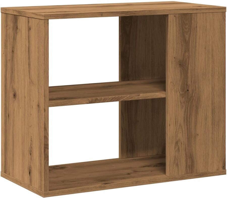 The Living Store Bijzetkast 60x30x50 cm bewerkt hout artisanaal eikenkleur Zijde Kast Houten Kast Opbergkast Salontafel Bijzettafel