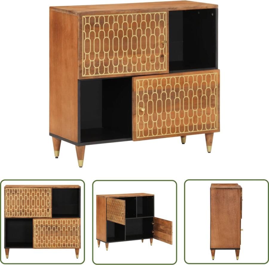 VidaXL Salontafel Bijzettafel Bijzetkast 80x33x75 cm massief mangohout Mango Wood Furniture Vintage Style Industriële Meubels