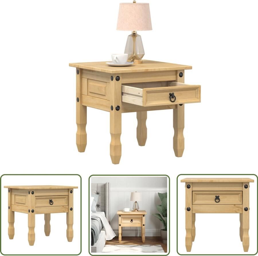 VidaXL Salontafel Bijzettafel Corona 50x50x50 cm massief grenenhout Grenenhouten Meubilair Vintage Meubels Industriële Meubels