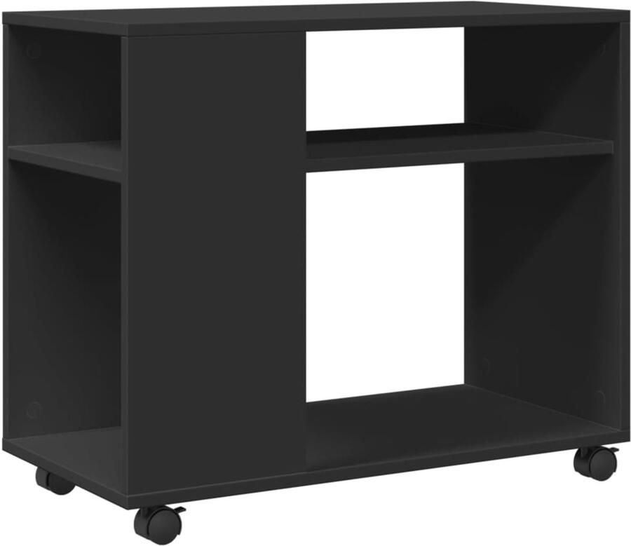 VidaXL Bijzettafel Bijzettafels Salontafel Tafel Bijzettafel met wieltjes 70x35x60 cm bewerkt hout zwart