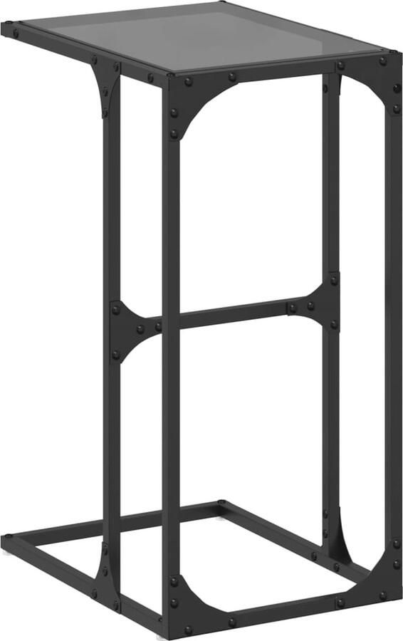 VidaXL Bijzettafel met zwart glazen blad 40x30x61 5 cm staal