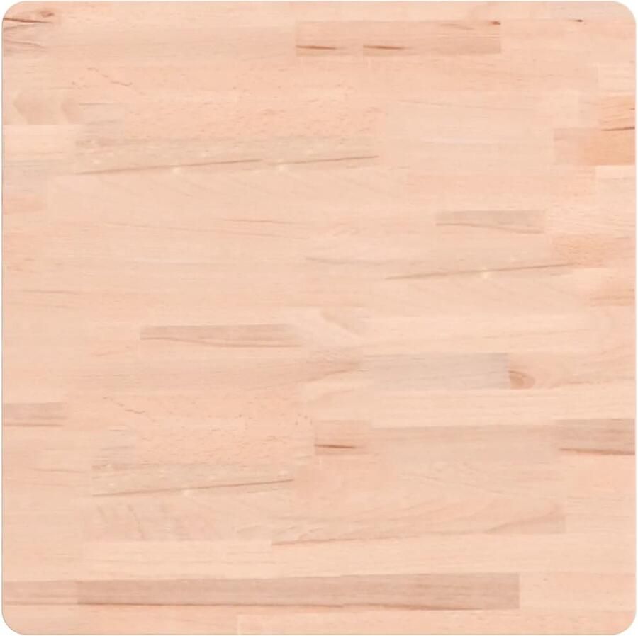 The Living Store Houten tafelblad Vierkant 50 x 50 x 1.5 cm Massief beukenhout Houten Tafelblad Salontafel Blad Tafel Vervangen Beukenhout Massief Hout