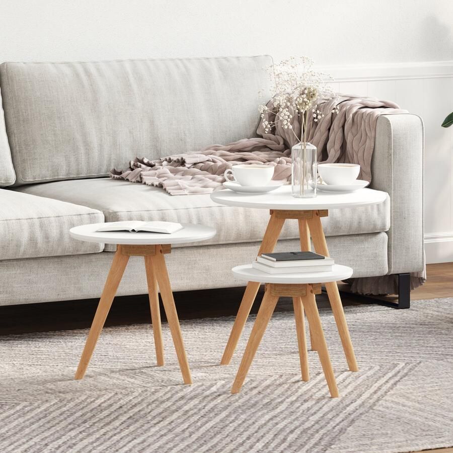 VidaXL Salontafels Wit Gefabriceerd hout Middelgroot Minimalistisch